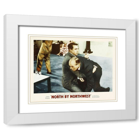 North by Northwest - Lobby Card White Modern Wood Framed Art Print with Double Matting by Hollywood Photo Archive