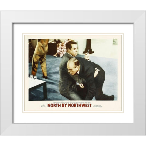 North by Northwest - Lobby Card White Modern Wood Framed Art Print with Double Matting by Hollywood Photo Archive