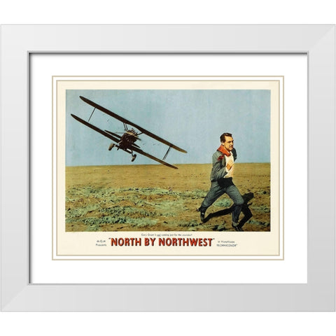 North by Northwest - Lobby Card White Modern Wood Framed Art Print with Double Matting by Hollywood Photo Archive