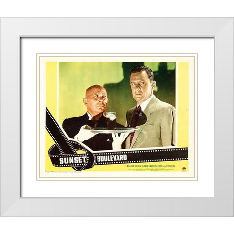 Sunset Boulevard - Lobby Card White Modern Wood Framed Art Print with Double Matting by Hollywood Photo Archive
