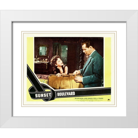 Sunset Boulevard - Lobby Card White Modern Wood Framed Art Print with Double Matting by Hollywood Photo Archive