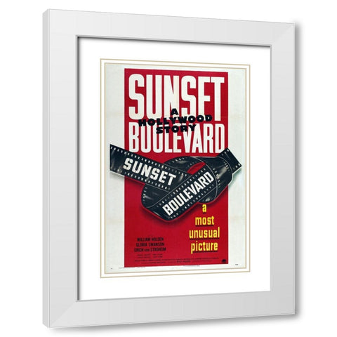 Sunset Boulevard White Modern Wood Framed Art Print with Double Matting by Hollywood Photo Archive