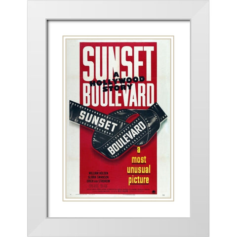 Sunset Boulevard White Modern Wood Framed Art Print with Double Matting by Hollywood Photo Archive