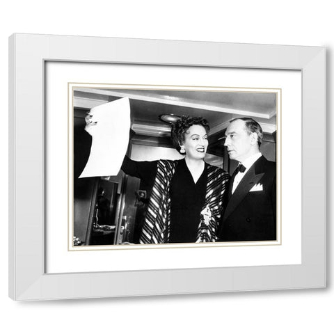 Sunset Boulevard - Gloria Swanson with Buster Keaton White Modern Wood Framed Art Print with Double Matting by Hollywood Photo Archive