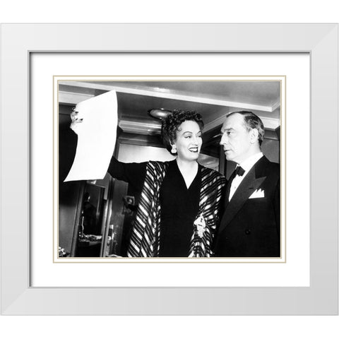 Sunset Boulevard - Gloria Swanson with Buster Keaton White Modern Wood Framed Art Print with Double Matting by Hollywood Photo Archive