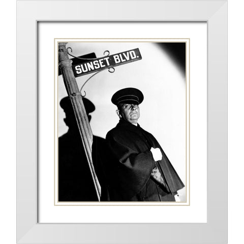 Sunset Boulevard White Modern Wood Framed Art Print with Double Matting by Hollywood Photo Archive