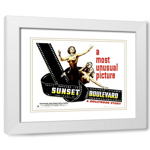 Sunset Boulevard - Poster White Modern Wood Framed Art Print with Double Matting by Hollywood Photo Archive