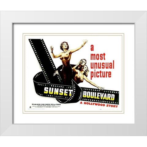 Sunset Boulevard - Poster White Modern Wood Framed Art Print with Double Matting by Hollywood Photo Archive