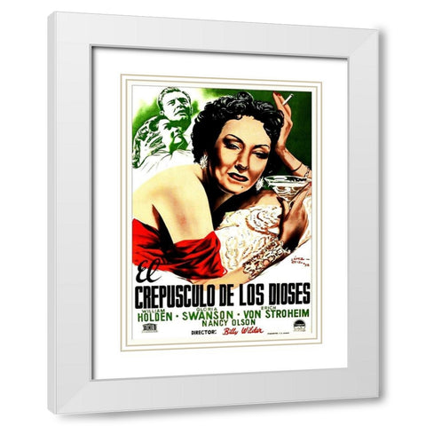 Spanish - Sunset Boulevard - Poster White Modern Wood Framed Art Print with Double Matting by Hollywood Photo Archive