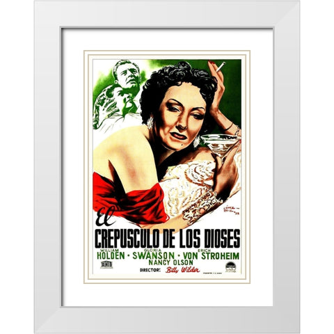 Spanish - Sunset Boulevard - Poster White Modern Wood Framed Art Print with Double Matting by Hollywood Photo Archive