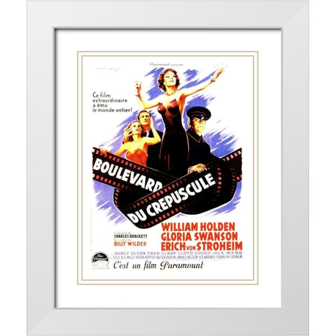 Sunset Boulevard - Poster White Modern Wood Framed Art Print with Double Matting by Hollywood Photo Archive