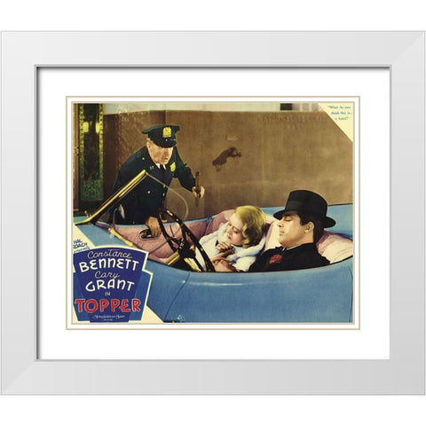Topper - Lobby Card White Modern Wood Framed Art Print with Double Matting by Hollywood Photo Archive