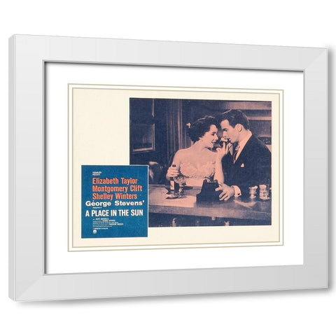 Elizabeth Taylor - A Place in the Sun - Lobby Card White Modern Wood Framed Art Print with Double Matting by Hollywood Photo Archive
