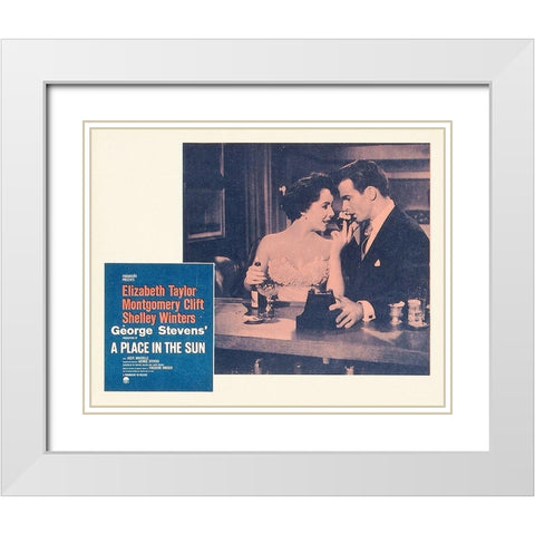 Elizabeth Taylor - A Place in the Sun - Lobby Card White Modern Wood Framed Art Print with Double Matting by Hollywood Photo Archive
