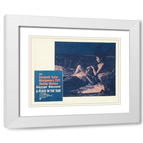 Elizabeth Taylor - A Place in the Sun - Lobby Card White Modern Wood Framed Art Print with Double Matting by Hollywood Photo Archive