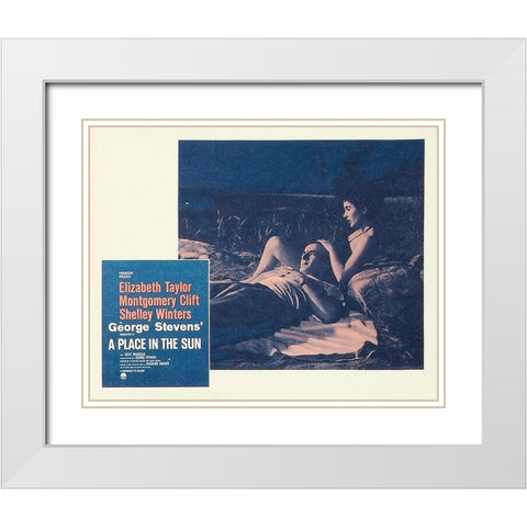 Elizabeth Taylor - A Place in the Sun - Lobby Card White Modern Wood Framed Art Print with Double Matting by Hollywood Photo Archive