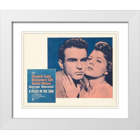Elizabeth Taylor - A Place in the Sun - Lobby Card White Modern Wood Framed Art Print with Double Matting by Hollywood Photo Archive