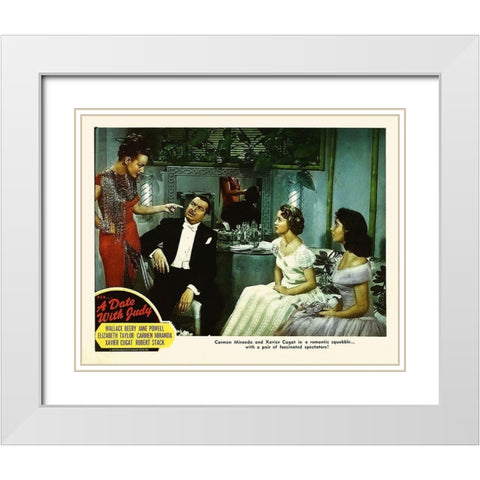 Elizabeth Taylor - A Date with Judy - Lobby Card White Modern Wood Framed Art Print with Double Matting by Hollywood Photo Archive