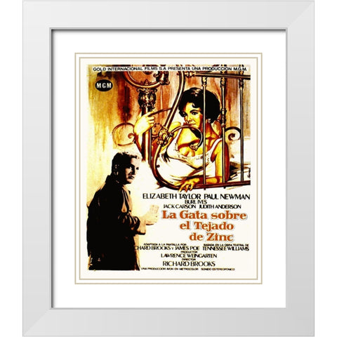 Spanish - Cat on a Hot Tin Roof White Modern Wood Framed Art Print with Double Matting by Hollywood Photo Archive
