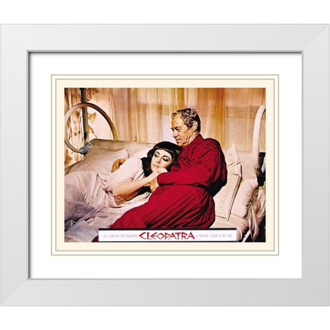 Elizabeth Taylor - Cleopatra - Lobby Card White Modern Wood Framed Art Print with Double Matting by Hollywood Photo Archive