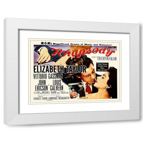 Rhapsody - Elizabeth Taylor White Modern Wood Framed Art Print with Double Matting by Hollywood Photo Archive