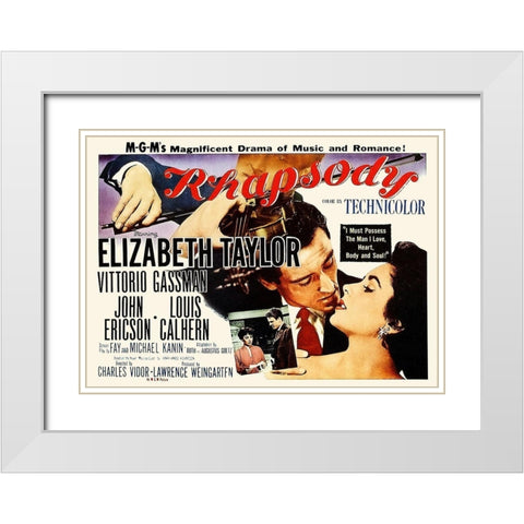 Rhapsody - Elizabeth Taylor White Modern Wood Framed Art Print with Double Matting by Hollywood Photo Archive