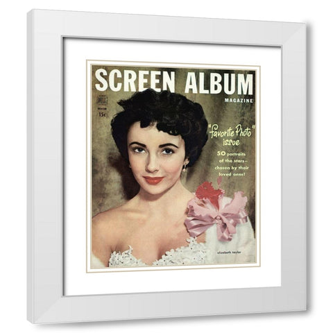 Screen Album Magazine - Elizabeth Taylor White Modern Wood Framed Art Print with Double Matting by Hollywood Photo Archive