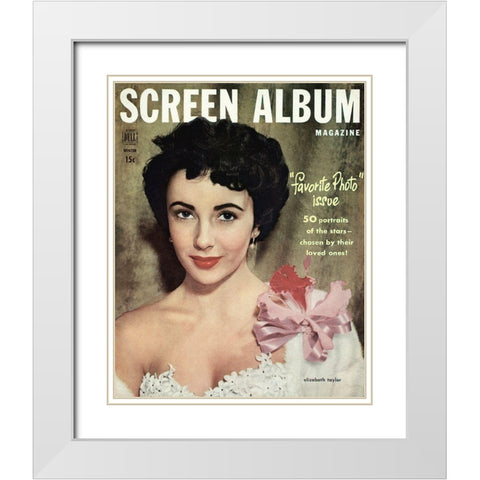 Screen Album Magazine - Elizabeth Taylor White Modern Wood Framed Art Print with Double Matting by Hollywood Photo Archive