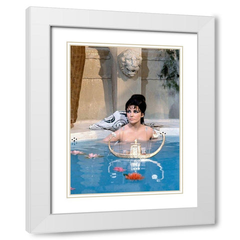 Elizabeth Taylor - Cleopatra White Modern Wood Framed Art Print with Double Matting by Hollywood Photo Archive