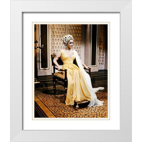 Elizabeth Taylor - Cleopatra White Modern Wood Framed Art Print with Double Matting by Hollywood Photo Archive