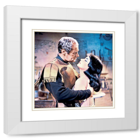 Elizabeth Taylor - Cleopatra White Modern Wood Framed Art Print with Double Matting by Hollywood Photo Archive