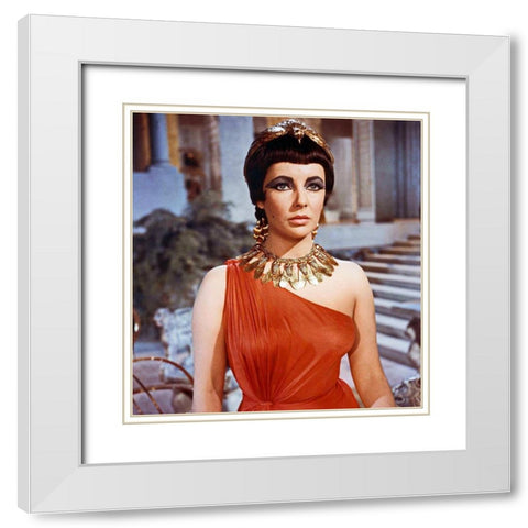 Elizabeth Taylor - Cleopatra White Modern Wood Framed Art Print with Double Matting by Hollywood Photo Archive