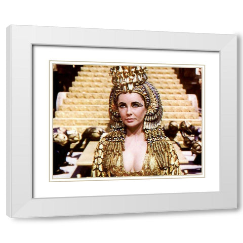 Elizabeth Taylor - Cleopatra White Modern Wood Framed Art Print with Double Matting by Hollywood Photo Archive