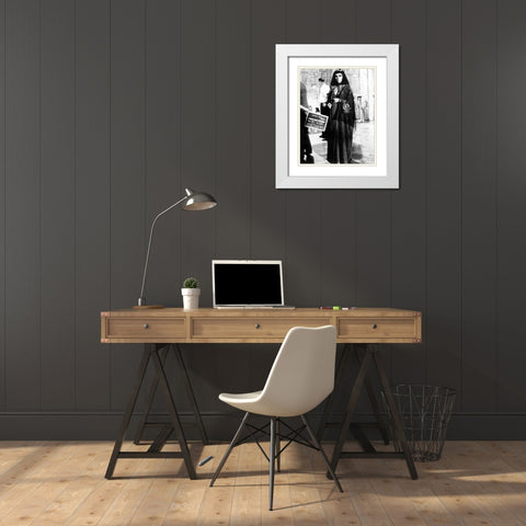 Wardrobe Test - Cleopatra - Elizabeth Taylor White Modern Wood Framed Art Print with Double Matting by Hollywood Photo Archive