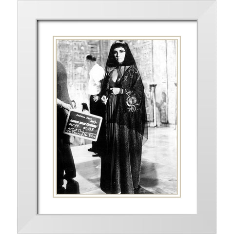 Wardrobe Test - Cleopatra - Elizabeth Taylor White Modern Wood Framed Art Print with Double Matting by Hollywood Photo Archive