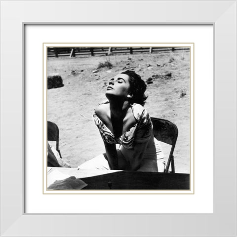 Elizabeth Taylor White Modern Wood Framed Art Print with Double Matting by Hollywood Photo Archive