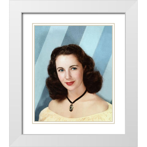 Elizabeth Taylor White Modern Wood Framed Art Print with Double Matting by Hollywood Photo Archive