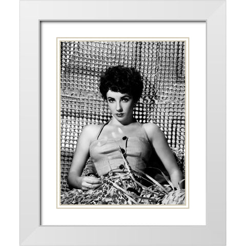 Elizabeth Taylor White Modern Wood Framed Art Print with Double Matting by Hollywood Photo Archive