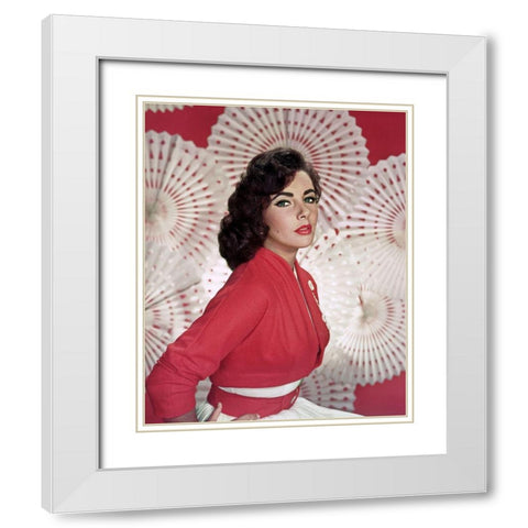 Elizabeth Taylor White Modern Wood Framed Art Print with Double Matting by Hollywood Photo Archive