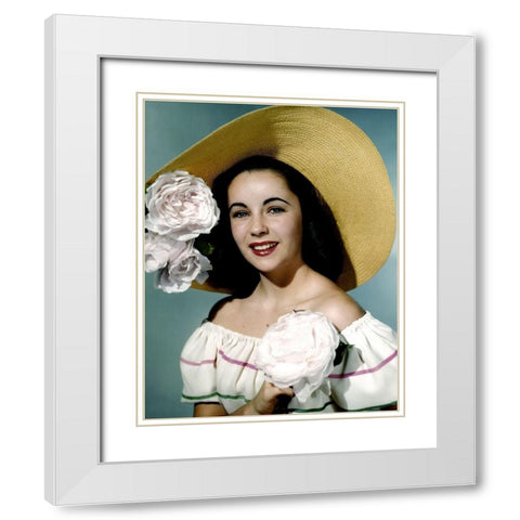 Elizabeth Taylor White Modern Wood Framed Art Print with Double Matting by Hollywood Photo Archive