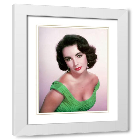 Elizabeth Taylor White Modern Wood Framed Art Print with Double Matting by Hollywood Photo Archive