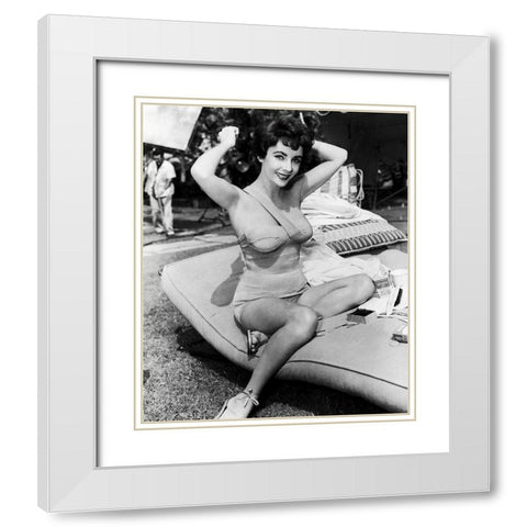 Elizabeth Taylor White Modern Wood Framed Art Print with Double Matting by Hollywood Photo Archive