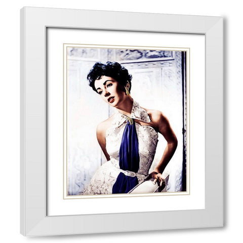 Elizabeth Taylor White Modern Wood Framed Art Print with Double Matting by Hollywood Photo Archive