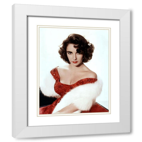 Elizabeth Taylor White Modern Wood Framed Art Print with Double Matting by Hollywood Photo Archive