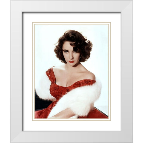 Elizabeth Taylor White Modern Wood Framed Art Print with Double Matting by Hollywood Photo Archive