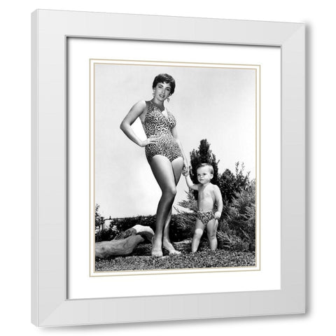 Elizabeth Taylor White Modern Wood Framed Art Print with Double Matting by Hollywood Photo Archive