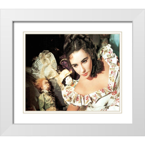 Elizabeth Taylor White Modern Wood Framed Art Print with Double Matting by Hollywood Photo Archive