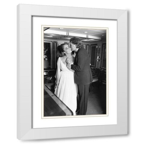 Elizabeth Taylor White Modern Wood Framed Art Print with Double Matting by Hollywood Photo Archive
