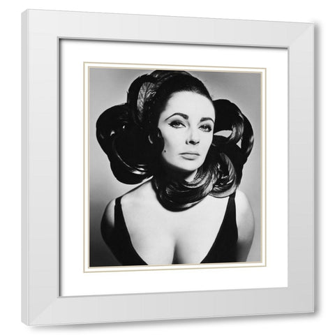 Elizabeth Taylor White Modern Wood Framed Art Print with Double Matting by Hollywood Photo Archive