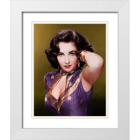 Elizabeth Taylor White Modern Wood Framed Art Print with Double Matting by Hollywood Photo Archive
